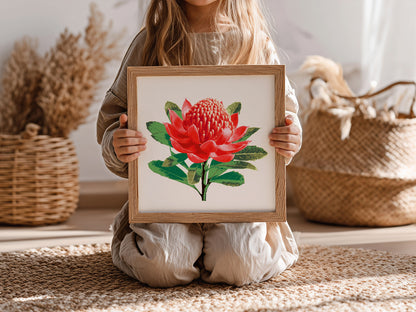 Waratah (Ember Bloom) Botanica Mini™ Print (20x20cm)