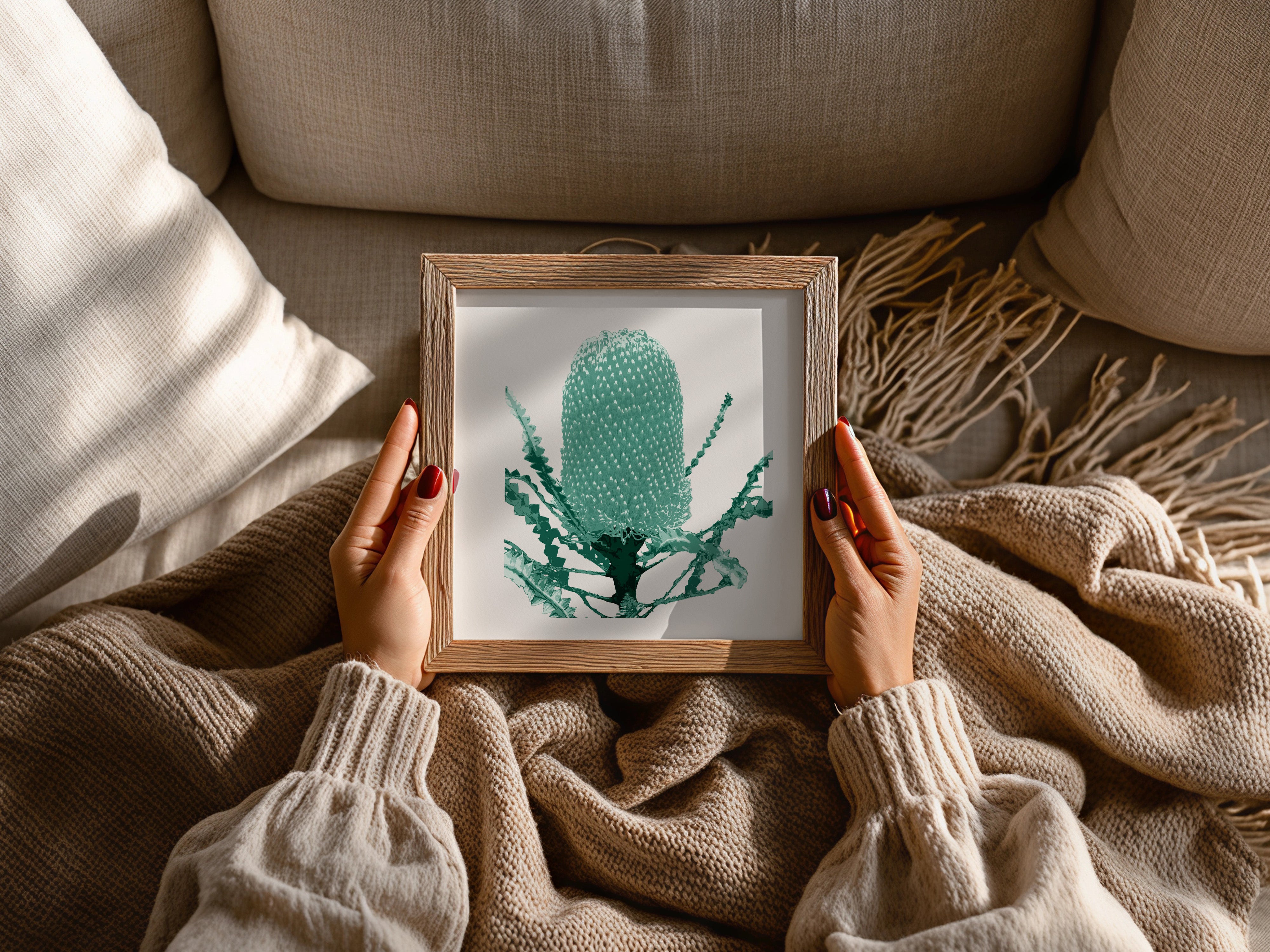 Banksia (Mineral Sage) Botanica Mini™ Print (20x20cm)