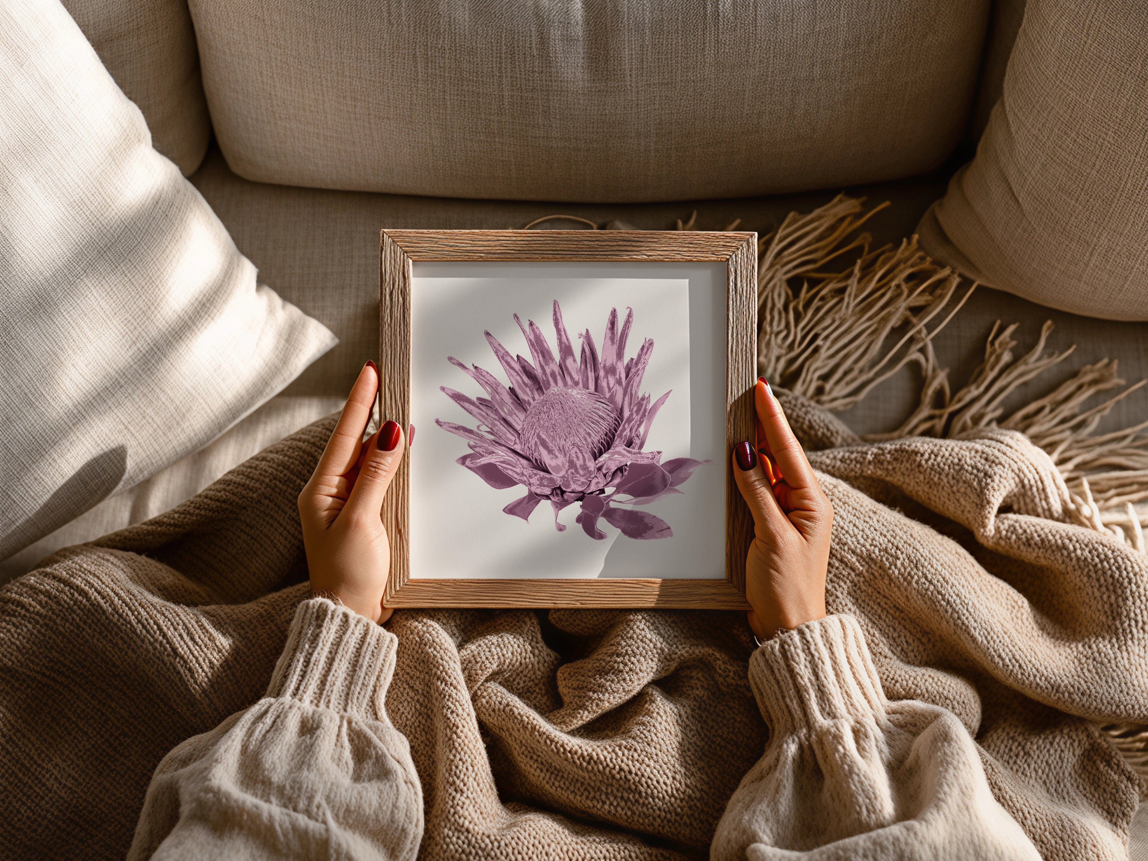 Protea (Dusty Plum) Botanica Mini™ Print (20x20cm)